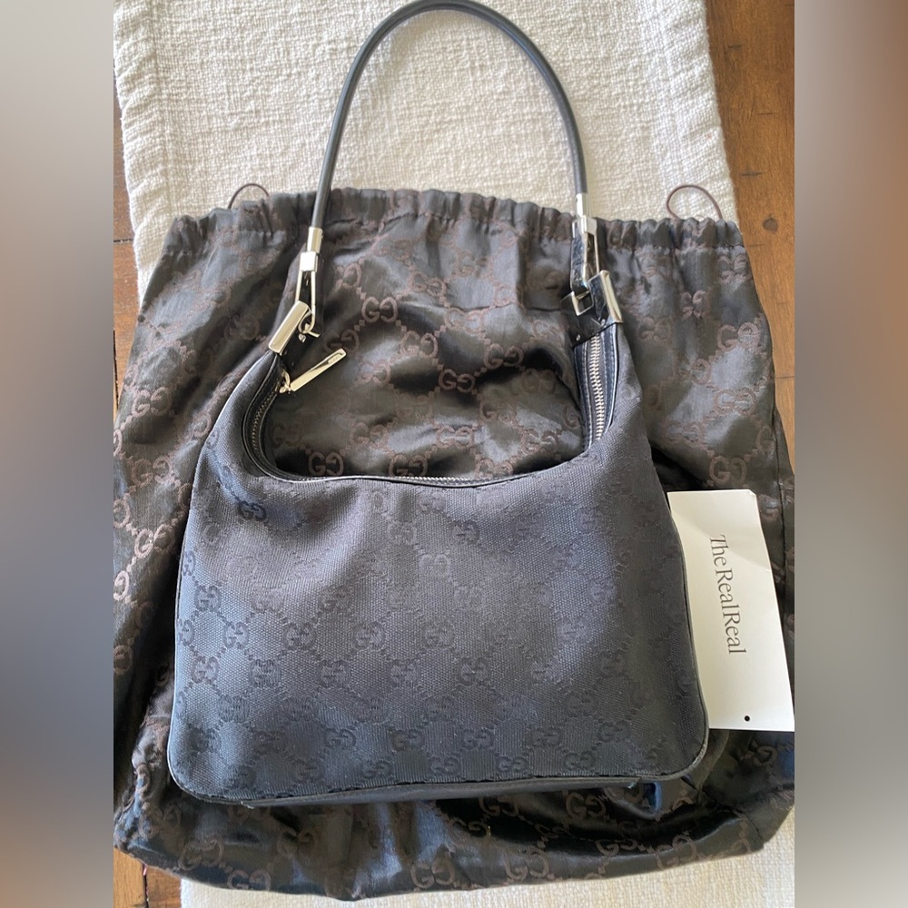 Gucci Black Canvas Shoulder Bag